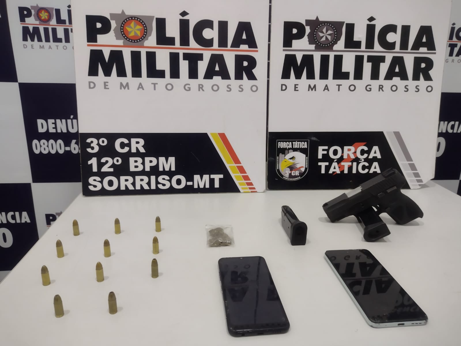 SORRISO: Integrante de organização criminosa foi preso em flagrante pela PM com arma, munições e droga