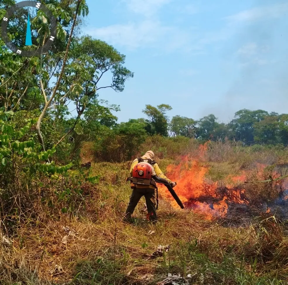 Brigadistas combatem incêndio em Parque Nacional do Pantanal de MT