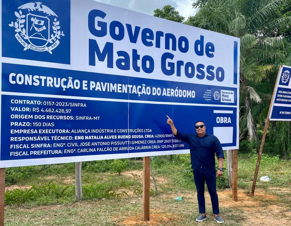 ANIVERSÁRIO DE POCONÉ: Vereador Fábio Oliveira comemora a declaração do prefeito Tatá Amaral em pavimentar a Avenida Adílio Pereira Leite que dá acesso ao Aeroporto Municipal Inácio Tolentino de Barros