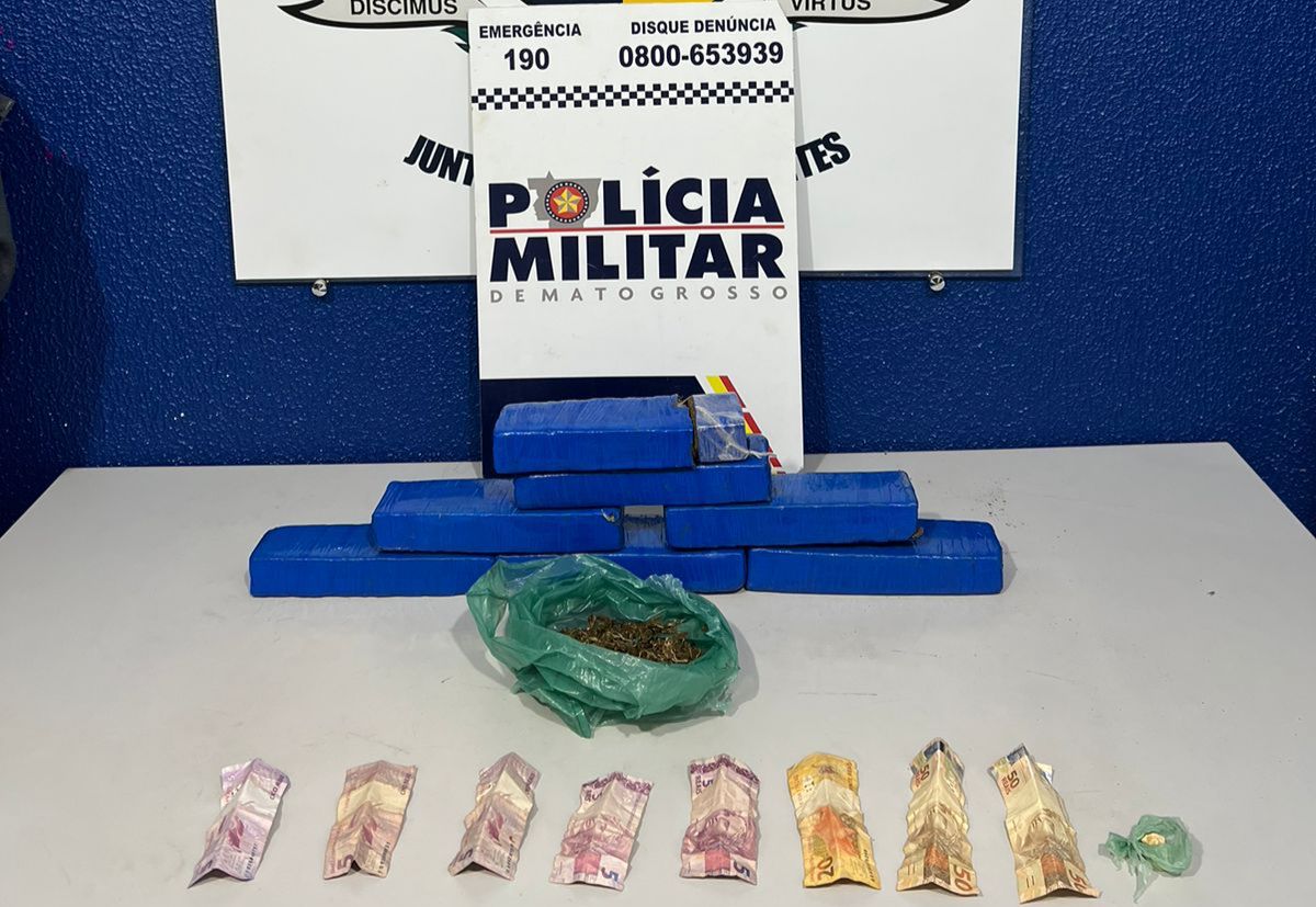 PEIXOTO DE AZEVEDO: Polícia Militar prende dupla por tráfico de drogas e apreende sete quilos de maconha