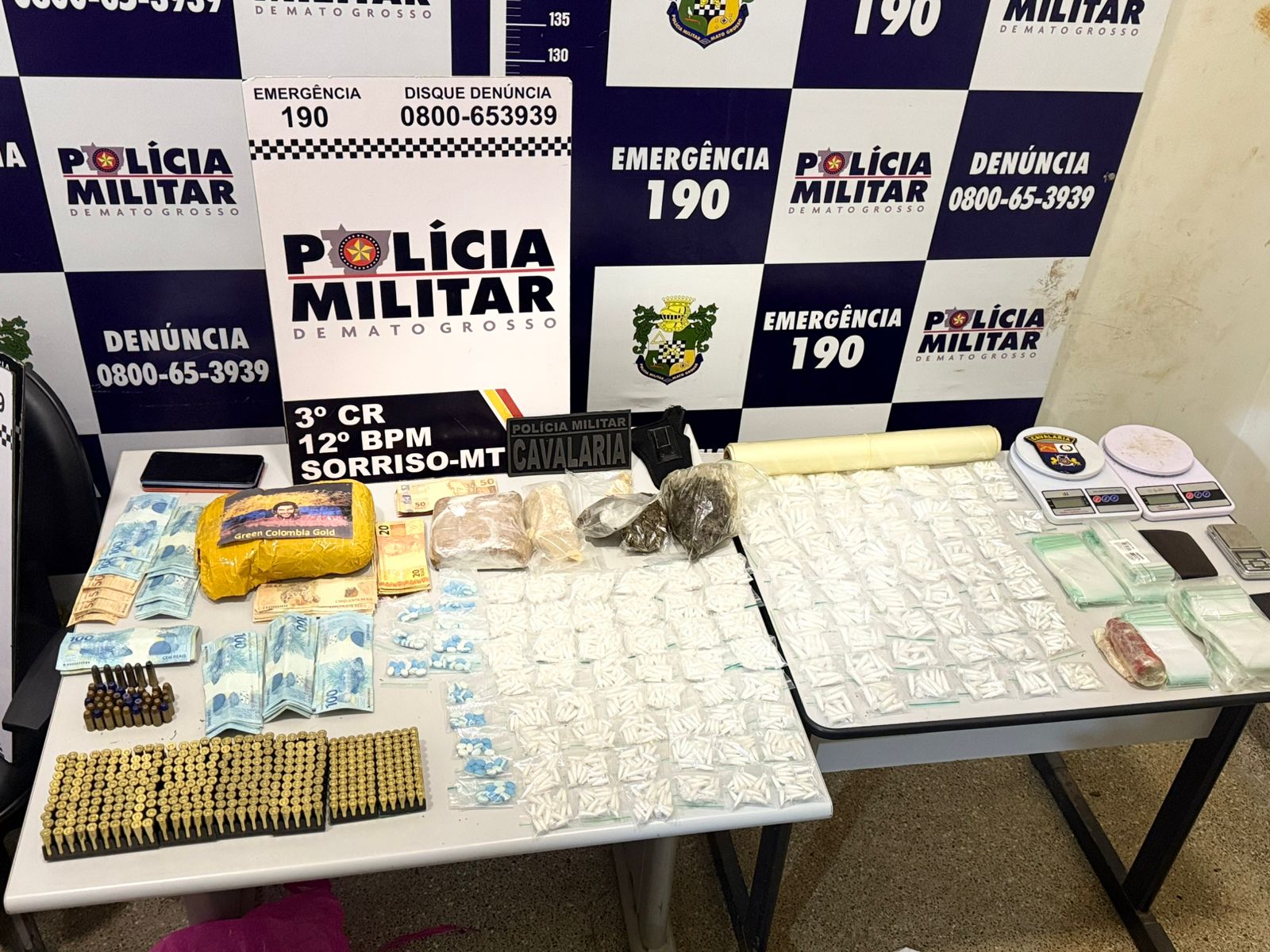 SORRISO: Polícia Militar prende membro de facção criminosa com drogas, munições e R$ 8,3 mil em dinheiro